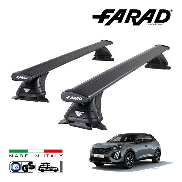 【ファラド 正規品】FARAD ルーフバー 2本セット ベースキャリアキット 国際認証 TUV プジョー 2008 P2 20y- (令和2年9月～現行) ブラック
