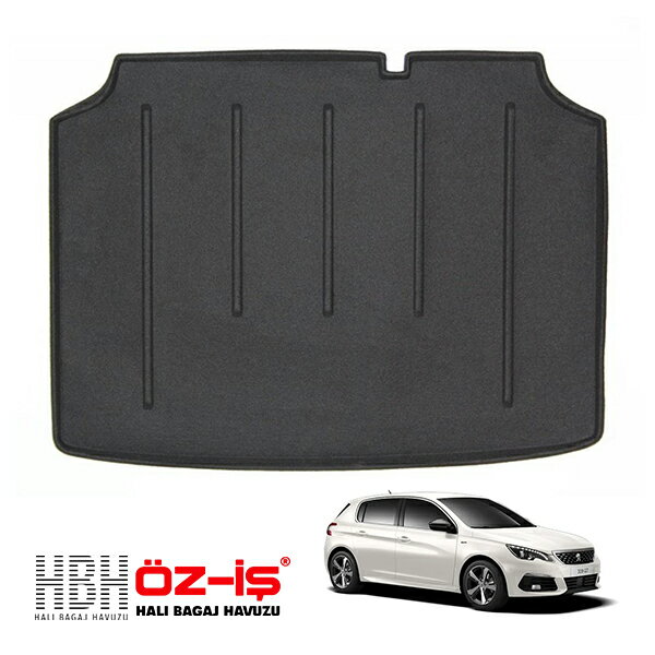 【HBH 正規品】 3D ラグジュアリー ラゲッジマット プジョー 308 T9 14-22y 車種別設計 防汚 難燃 滑り止め加工 立体カーゴトレイ マジックテープ付