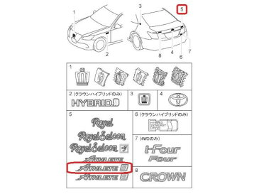 送料無料 トヨタ純正 クラウン210系 クラウン GRS 210 211 214 AWS ハイブリット アスリートS リア エンブレム 75443-30710