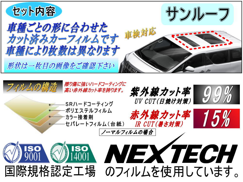 サンルーフ (b) ノア ヴォクシー 80系 カット済みカーフィルム カット済スモーク スモークフィルム ムーンルーフ 車種別 車種専用 成形 フイルム 日よけ ウインドウ ZRR80G ZRR80W ZWR80G ZRR85G ZRR85W トヨタ 2