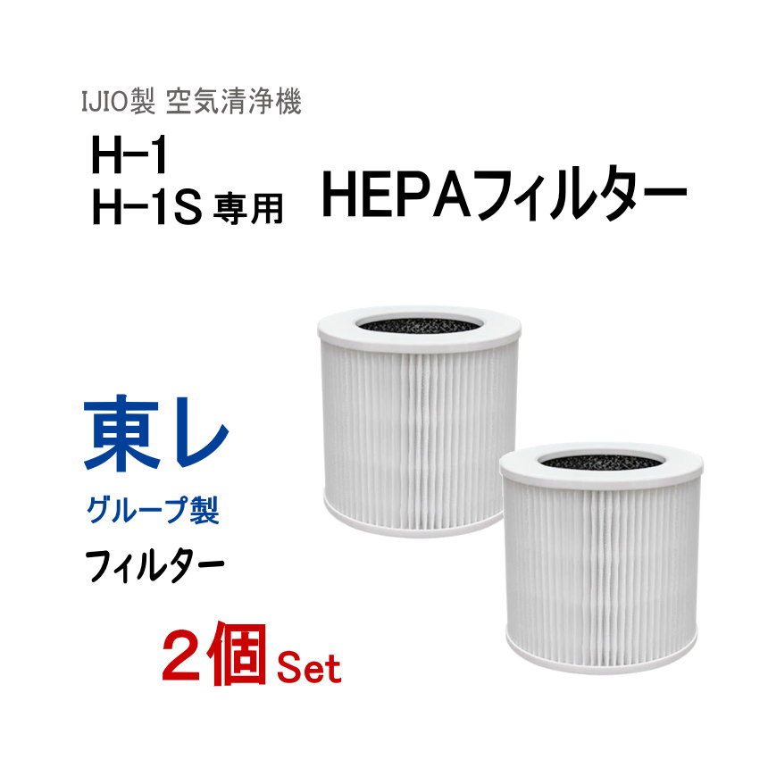 交換用フィルター (H-1 H-1S専用) ★2個セット★【宅急便 送料無料】IJIO製 空気清浄機 H-1 H-1S専用 東レ グループ製フィルタろ過材使用 HEPAフィルター コロナウイルス対策 ヘパフィルター ヘパフィルタ ウィルス対策 換気