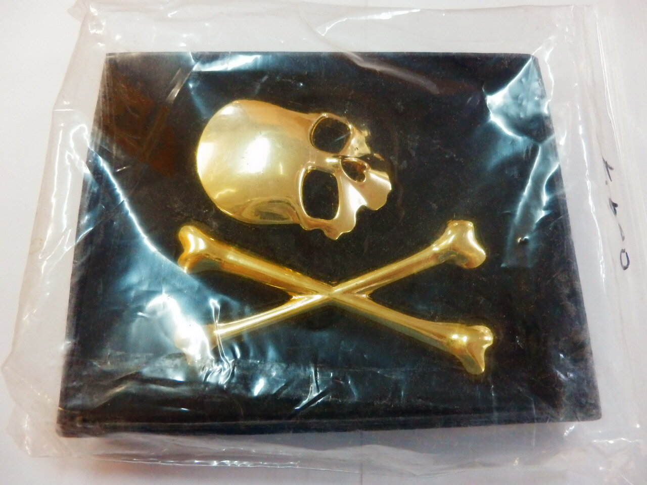 【ジャンク品 150】スカル　ドクロ　メッキ　ゴールド　エンブレム