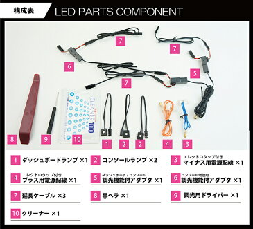 トヨタ　マークX【型式：GRX130】調光機能付き！8色選択可！高輝度3チップLED仕様！ダッシュボード&コンソールランプキット【メール便発送※時間指定不可！】