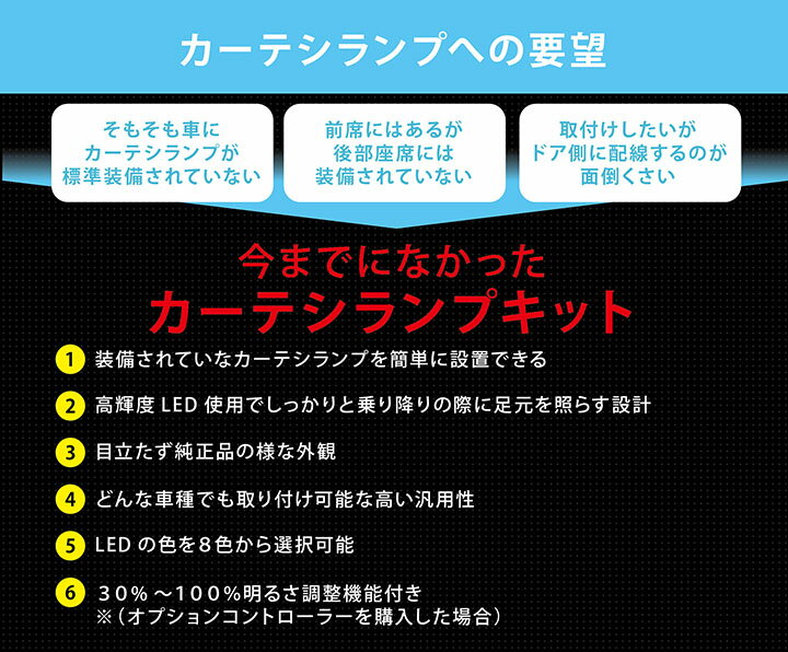 【ポイント5倍！ 9/4 20:00-9/5 01:59】LEDカーテシランプ2個1セット日産 ノート専用前席2個/後部座席2個LEDは8色から選択可能しっかり足元照らすカーテシランプ【日産　ノート専用】【e-POWER/E12】ドアランプ/フットランプ(ST)