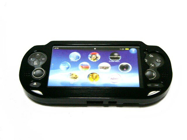 PSVITA用保護プラスチックxアルミニウム収納ケースカバー新品黒PSVITA1000用