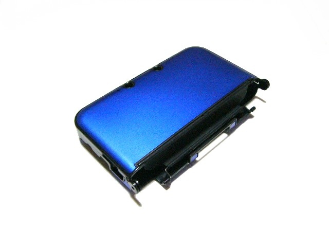 3DSLL保護プラスチックxアルミニウム収納ケースカバー新品青色(※new3DSLL非対応)