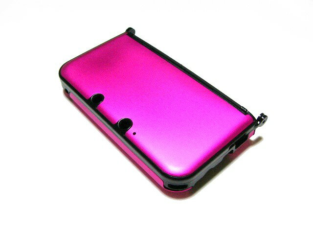 3DSLL保護プラスチックxアルミニウム収納ケースカバー新品紅桃色(※new3DSLL非対応)