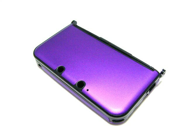 3DSLL保護プラスチックxアルミニウム収納ケースカバー新品紫(※new3DSLL非対応)