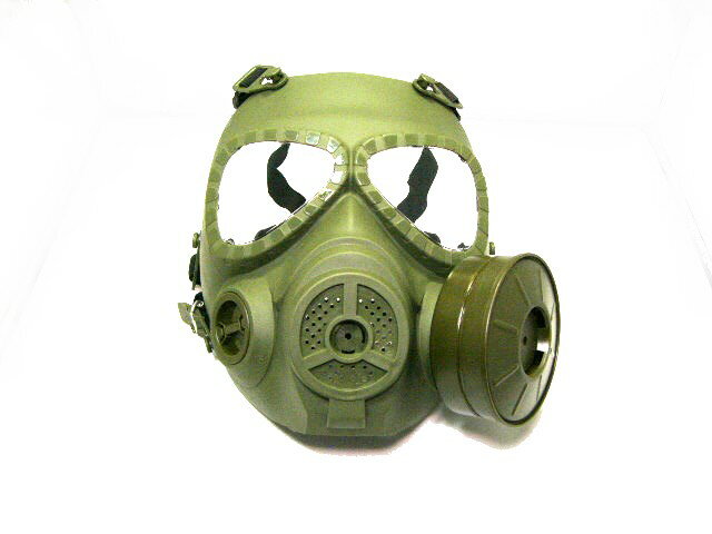 楽天azmart楽天市場店ガスマスク型くもり防止ファン付フルフェイスゴーグルマスク緑