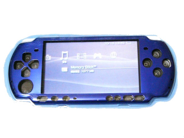 PSP-3000専用★本体保護アルミニウムケースカバー新品メタル青