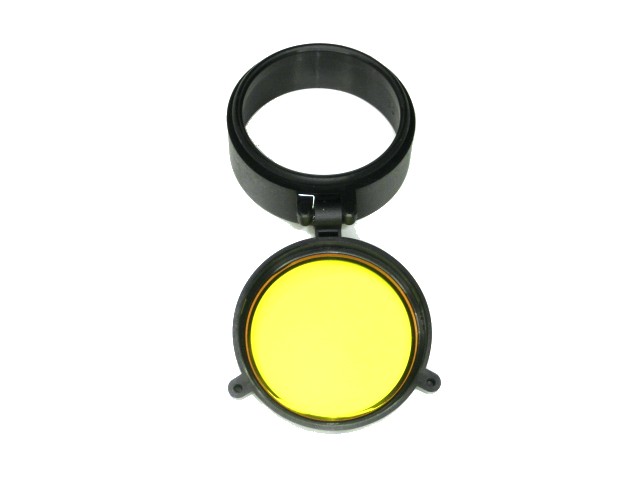 透明黄色クリアイエロー型フリップオープンスコープカバー バトラーキャップ47mm新品　スコープ レンズ 保護 ドットサイト　カバー
