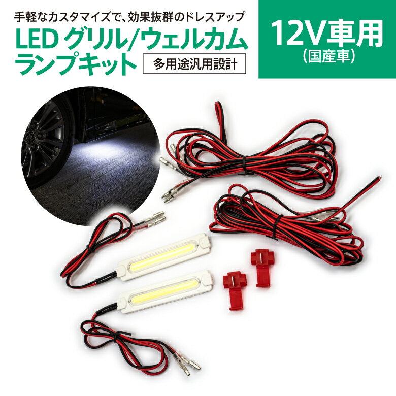 AZ製 汎用 LED ウェルカムランプ キット フロントグリル フットランプ カスタム ドレスアップ ウェルカムライト カスタマイズ アクセサリー カーパーツ 【ネコポス限定送料無料】