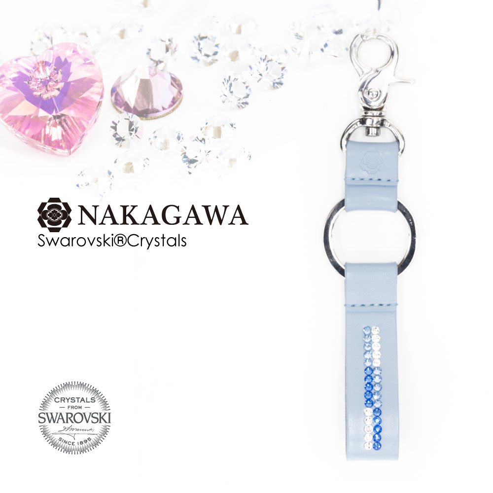 スワロフスキー キーリング 椿　空/ライトブルー Made with Swarovski® Crystals [NA-KY-TSU-0005]【送料無料】 AZ1