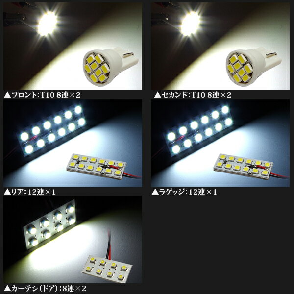 AZ製 【ネコポス限定送料無料】LED ルームランプ SMD MPV LY3P ホワイト 高輝度 ホワイト 8点セット 72発 アズーリ【カー用品 azzurri car shop 2,000円ポッキリ】