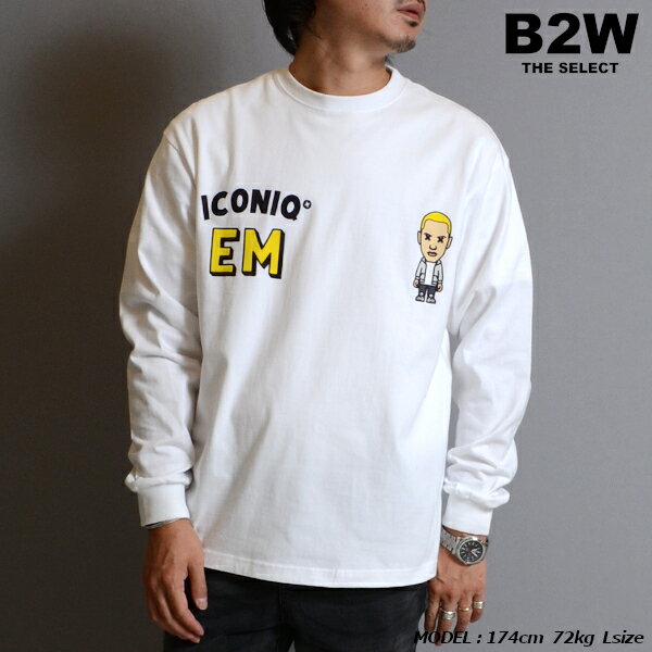 【SALE】ICONIQ アイコニック「EM ICON L/S Tee White」2022年AW 新作モデル アイコニック ロンT EMアイコン エミネム EMINEM オマージュ ラッパーパロディー アイコンロゴ ホワイト リラックスフィット スポーティ ストリート セレカジ メンズ ユニセックス 2022 秋冬最新作