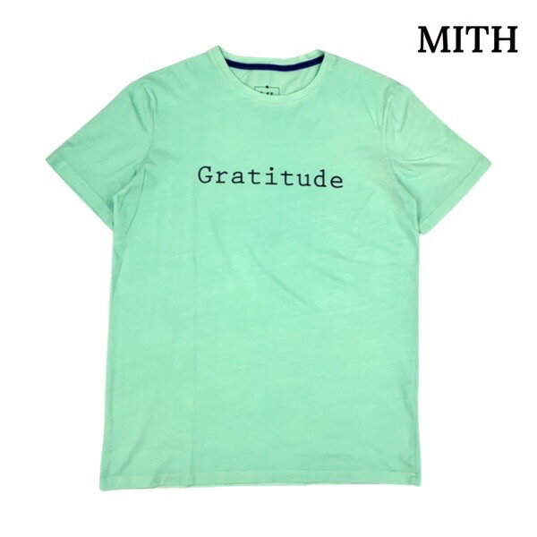 MITH ミス「"Gratitude" Art S/S Tee 」MINT GREEN アートT 英字デザイン ロゴ プリント メッセージデザイン ロゴTシャツ スタンダードシルエット スリムフィット イタリア製 リゾートT イタリアカジュアル カジュアル セレカジ 2023SS新作