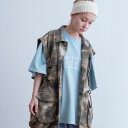 【SALE】USW ユニバーサルスタイルウェアー 「Over Sized Fatigue No Sleeve Camo Jacket VINTAGE BEIGE」 ユニバーサルスタイルウェアー ベスト ビッグシルエット ノースリーブジャケット オーバーサイズ 迷彩 カモフラ 上着 ワイドシルエット メンズ 2023SS新作