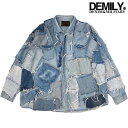 DEMILY(デミリー) DEMILY～DENIM&MILITARY～(デミリー) 2014年設立。デニムとミリタリーテイストを中心に展開され、服を解体し再構築するリメイクや、ペイント・加工にもこだわったアイテムを展開。 1点物も多く、COTE MER(コートメール)・WORLD wide FAMOUS(ワールドワイドフェイマス)など人気ブランドとのコラボアイテムも注目されている。 コメント DEMILY2023年秋冬新作のVintage Remake Damage Patch Work Art Denim Shirts。古着を再構築させたダメージパッチワークのアートデザインデニムシャツで唯一無二の1点物になります。 厚手のユーズドデニムシャツにインパクトあるアートパッチワークデザインが施された1点物らしい特別なモデル。生地はタフなウエイトで無骨な印象とモダンさが融合したデザイン。 アメカジなテイストから、モードとの掛け合わせ、ストリートへの落とし込み、様々なジャンルへの変幻を自在とするリメイクデニムシャツになります。シルエットはざっくりのルーズラフシルエット。AタイプとBタイプ、Cタイプの3種類をご用意し、それぞれ表情は変わります。それぞれの特別感を選んでいただけるDEMILY新作のリメイクウェアー。 ※他リメイクモデルはブランドページにご用意しております。 素材 コットン100% サイズ 【One Size】着丈88、身幅85.5、肩幅62、袖丈69（cm） ※XXL-XXXL相当