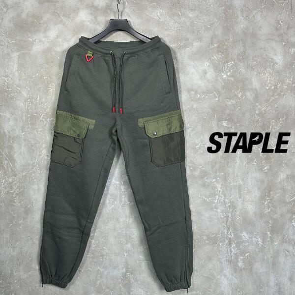 STAPLE「Military Sweat Pants Khaki」ステイプル ミリタリー スウェット パンツ 裏起毛 カーキ 緑 セットアップ アメカジ ストリート メンズ 2023年 秋冬新作