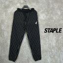 STAPLE「Pinstripe Sweat Pants Black」ピンストライプ スウェット パンツ 裏起毛 ブラック 黒 アメカジ ストリート メンズ 2023年 秋冬新作