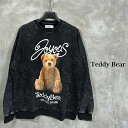 Teddy Bear / テディベアー「Teddy Bear Chemical Crew Sweat Black」ケミカル加工 スウェット クルー 裏毛 トレーナー プリント 刺繍 ブラック 黒 ストリート アート オフィシャル ブランド 2023年 秋冬 新作 商品