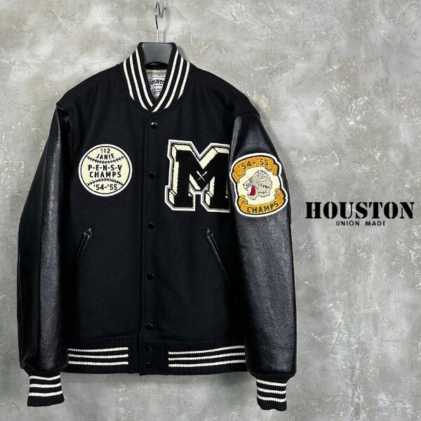 HOUSTON / ヒューストン「Tiger Melton Stadium Jacket Black」タイガー スタジアム ジャケット スタジャン アウター アメカジ カジュアル メンズ 2023年 秋冬 新作