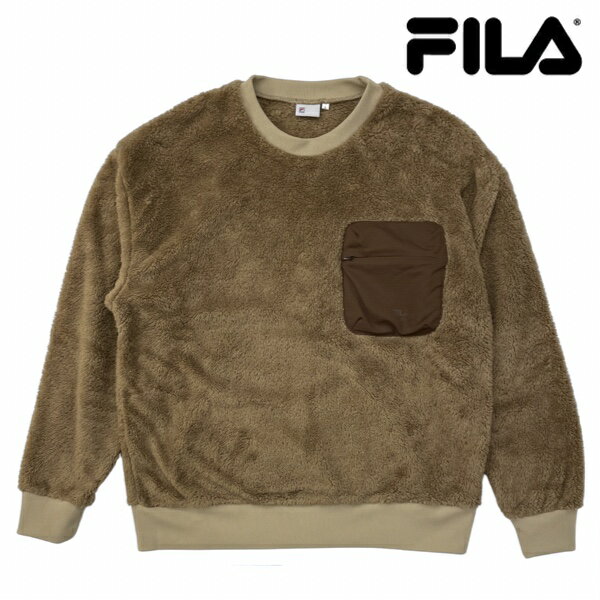 FILA Heritage 「Boa Pocket Crew Beige」 フィラ ヘリテージ ボア ベージュ スウェット クルー ロゴ ワッペン アウター セットアップ スポーティ アウトドア ストリート メンズ 韓国 送料無料 新作 あす楽