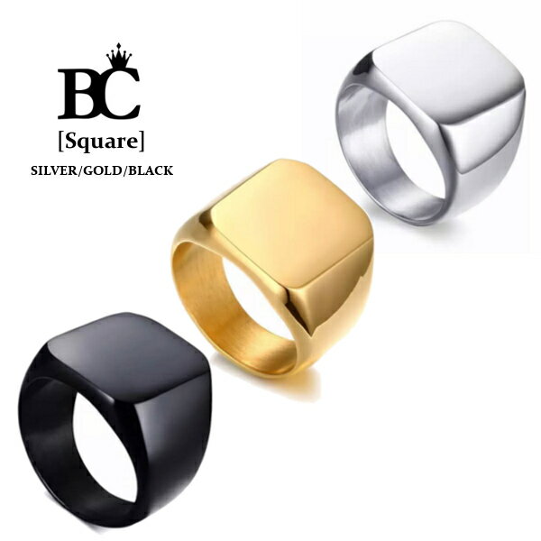 BLACK CROWN [SQUARE] RING / ブラッククラウン リング 指輪 3色展開 BC アクセサリー ステンレス 金属アレルギー 対応 ストリート モード イタリア スーツ ファッション プレゼント ギフト メンズ 送料無料 新作