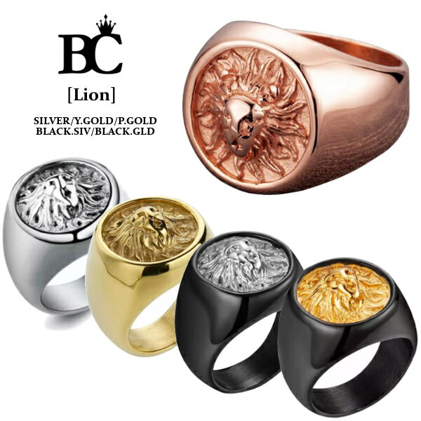 BLACK CROWN  RING / ブラッククラウン ライオン リング 指輪 4色展開 BC アクセサリー ステンレス 金属アレルギー 対応 ストリート モード イタリア スーツ ファッション プレゼント ギフト メンズ 送料無料 新作