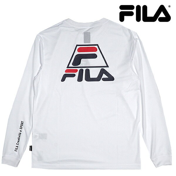 FILA HERITAGE フィラ ヘリテージ ドライ クルーネック ロング Tシャツ WHITE ホワイト 吸水速乾 バスケ バスケットボール スポーツ ファッション 韓国ファッション スポーティ ストリート アウトドア メンズ レディース ユニセックス 送料無料 新作