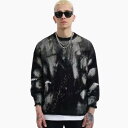 DEMILY / デミリー「Bleach Stitch Crew Knit Black」ブリーチ ステッチ スプリング ニット 長袖 ざっくりニット ブラック ...