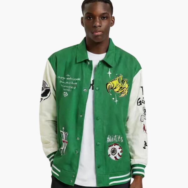 Rakuten - 【ラスイチ】M2741「Patch Stadium Jacket Green」ワッペン&刺繍 スタジアム ジャケット グリーン スタジャン シンプル カジュアル モード ストリート メンズ ユニセックス 秋冬新作