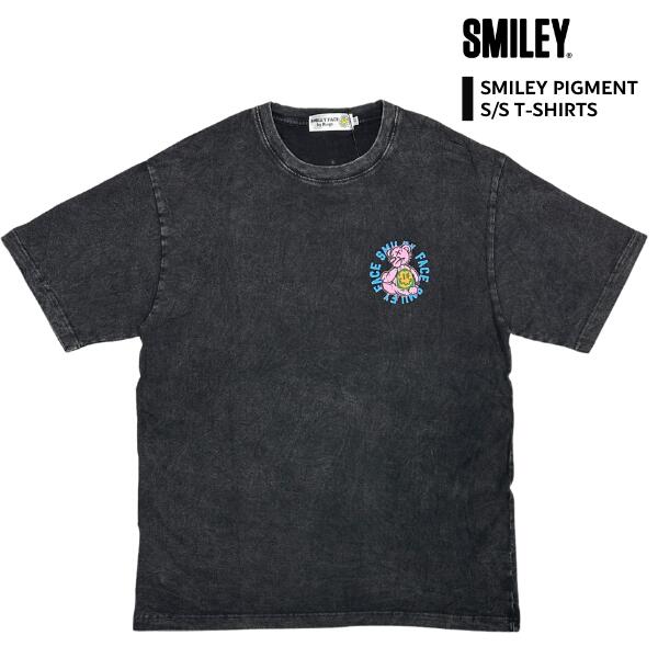 SMILEY FACE / スマイリーフェイス「Pigment S/S Tee ”Bear” Black」スマイリー アート Tシャツ 熊 落書きデザイン ビッグシルエット ルーズフィット 半袖Tシャツ カジュアル ストリート アートデザイン オフィシャル 春夏 新作商品