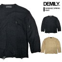 DEMILY / デミリー「Crash Damage Spring Knit Black/Beige」クラッシュ ダメージ スプリング ニット 長袖 ブラック/...
