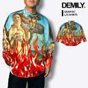 DEMILY / デミリー「Fire Pattern Graphic L/S Shirts Gold」アート 絵画 グラフィック 長袖 シャツ ファイヤーパター...