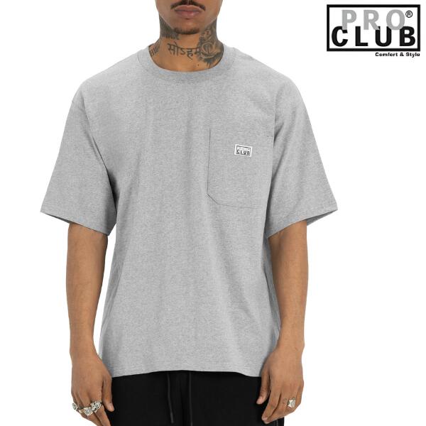 Rakuten - PRO CLUB / プロクラブ「Heavy Weight Wide Pocket T-shirts Gray」ヘビーウェイト ポケット 半袖 Tシャツ グレー ワイド ビッグサイズ オーバーサイズ メンズ 男性 ストリート ヒップホップ 大きいサイズ B-BOY HIPHOP