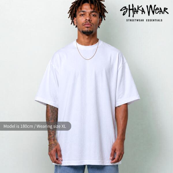 U-Neck - SHAKAWEAR / シャカウェア「7.5 oz Max Heavyweight Short Sleeve White/Black」7.5オンス マックス ヘビーウェイト Tシャツ メンズ レディース ビッグサイズ アメリカン クラシック 丸胴 ユニセックス USコットン ブラック ホワイト 無地 ストリート ファッション