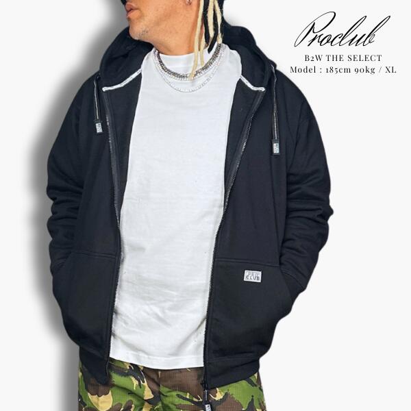 PRO CLUB / プロクラブ「Heavy Weight Full Zip Hoodie Black」ヘビーウェイト ジップ フード スウェット ブラック パーカー ビッグサイズ オーバーサイズ メンズ 男性 ストリート ヒップホップ ゆったり 大きいサイズ USA モデル B-BOY HIPHOP