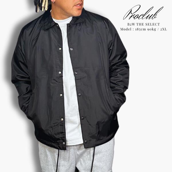 PRO CLUB / プロクラブ「Nylon Coach Jacket Black」ナイロン コーチジャケット ジャケット ビッグサイズ メンズ 男性 ストリート ミリタリー ヒップホップ 大きいサイズ B-BOY HIPHOP