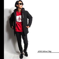 DEMILY(デミリー) 2ラインZIPパンツ メンズ 2018秋冬新作 トラックパンツ サイドラインパンツ ブラック×ホワイト M/L/XL【あす楽】