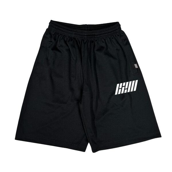 B2W SPORTS「"Vertical Logo" Dry Shorts Black」バーチカル ロゴ ドライ ショーツ プリント ハーフパンツ ショートパンツ ドライフィット トレーニングウェア ジム 速乾 ジャージ素材 スポーツ カジュアル メンズ ユニセックス セットアップ 大きいサイズ 定番 送料無料