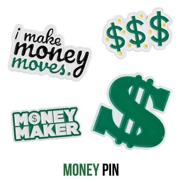 「Money Pin Badge 4set」ピンバッジ 4個セット ファッション プレゼント ギフト B2W GOLF SELECT