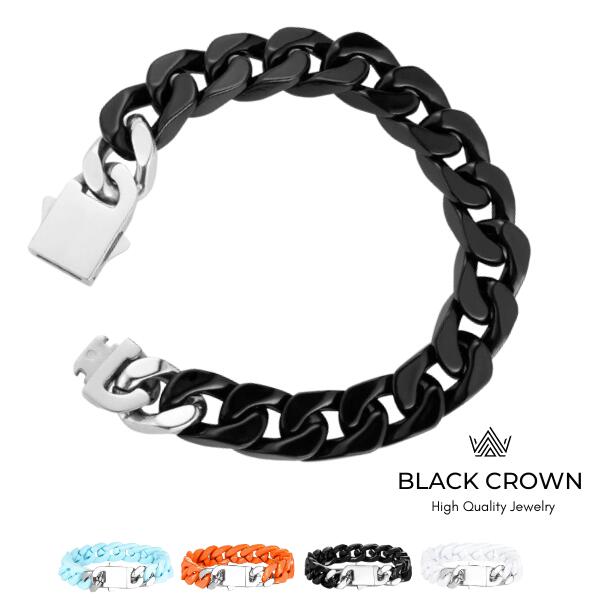 BLACK CROWNColor Miami Cuban Link Bracelet 21.5cmץ֥å饦 ޥߥ塼Х ֥쥹å  BC ꡼ ƥ쥹 °륮 б ȥ꡼ ⡼ ҥåץۥå եå ץ쥼 ե 