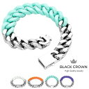 BLACK CROWN「Two Tone Miami Cuban Link Bracelet 21.5cm」ブラッククラウン マイアミキューバンチェーン ブレスレット シルバー BC アクセサリー ステンレス ストリート モード ヒップホップ ファッション プレゼント ギフト メンズ