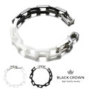 BLACK CROWN「CERAMIC SQUARE CHAIN BRACELET BLACK/WHITE/MIX 20cm」ブラッククラウン セラミック チェーン ブレスレット ブラック/ホワイト/ミックス BC アクセサリー ステンレス 金属アレルギー 対応 ストリート モード ヒップホップ プレゼント ギフト メンズ J12