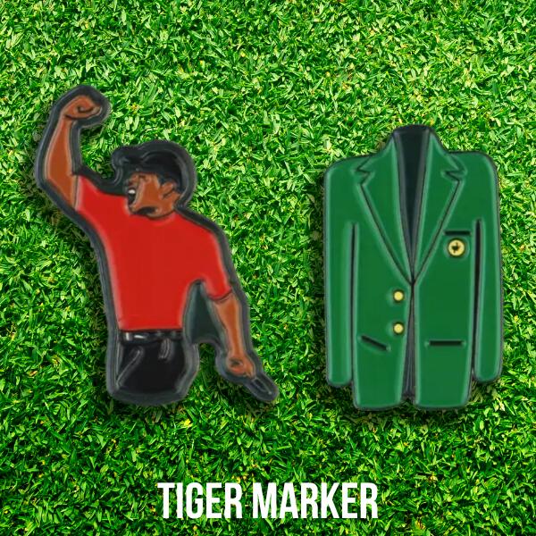 「Tiger & Green Jacket Maeker」タイガー ゴルフ グリーン マーカー マグネット キャップクリップ GOLF パロディ ファッション プレゼント ギフト【B2W GOLF SELECT】