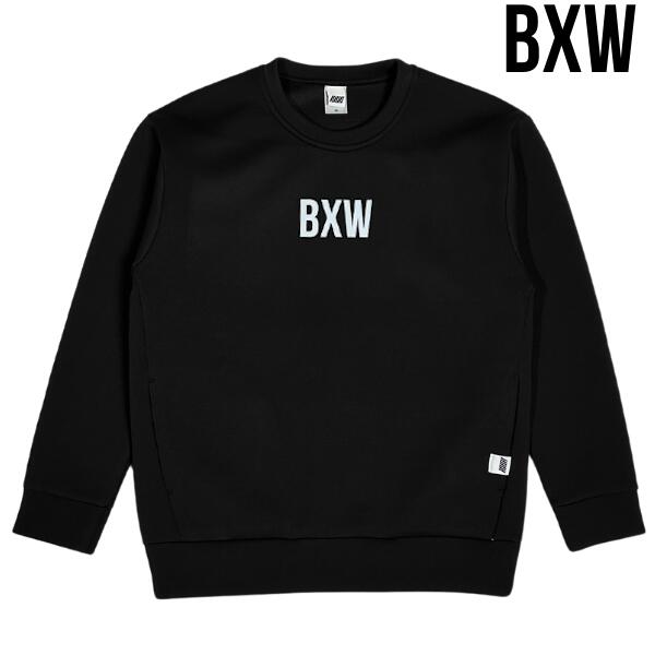 Rakuten - BXW「T/R D.Knit Crew Black」 9.4オンス T/R ダンボールニット クルー トレーナー ブラック ストレッチ セットアップ ジャージ ストリート モード テック系 トレーニング スポーティー カジュアル メンズ 2024 新作 数量限定品