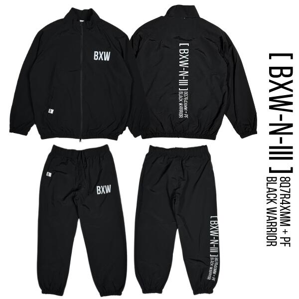 楽天B2WBXW「Nylon Track Setup Jacket & Pants Black」 ナイロン トラック セットアップ ジャージ ストリート ブラック モード トレーニング スポーティー カジュアル メンズ 2024 新作 数量限定品