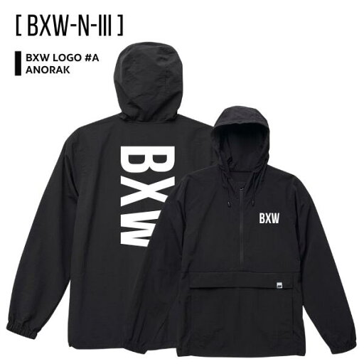 BXW「"BXW LOGO" Nylon Anorak Parka #A Black」コットンライク ナイロン アノラック パーカー ストリート ブラック トレーニング ゴルフ スポーツ トレーニング スポーティー カジュアル アウトドア メンズ 新作 数量限定品