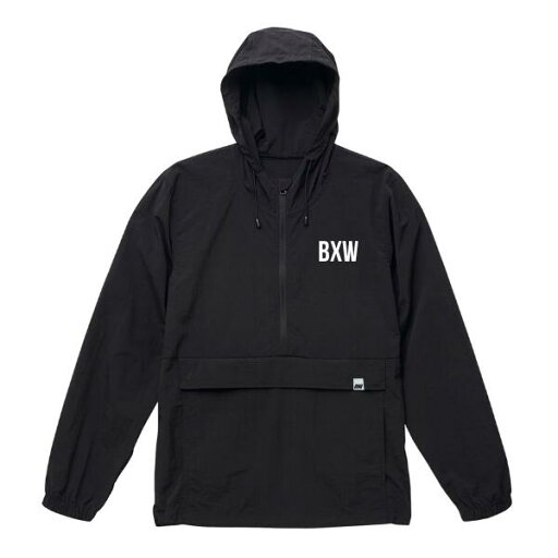 BXW「"BXW LOGO" Nylon Anorak Parka #A Black」コットンライク ナイロン アノラック パーカー ストリート ブラック トレーニング ゴルフ スポーツ トレーニング スポーティー カジュアル アウトドア メンズ 新作 数量限定品